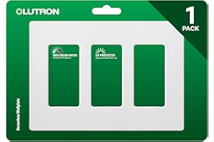 Lutron Claro 3-Gang Decorator Wallplate, CW-3-WH, no visible screws, White