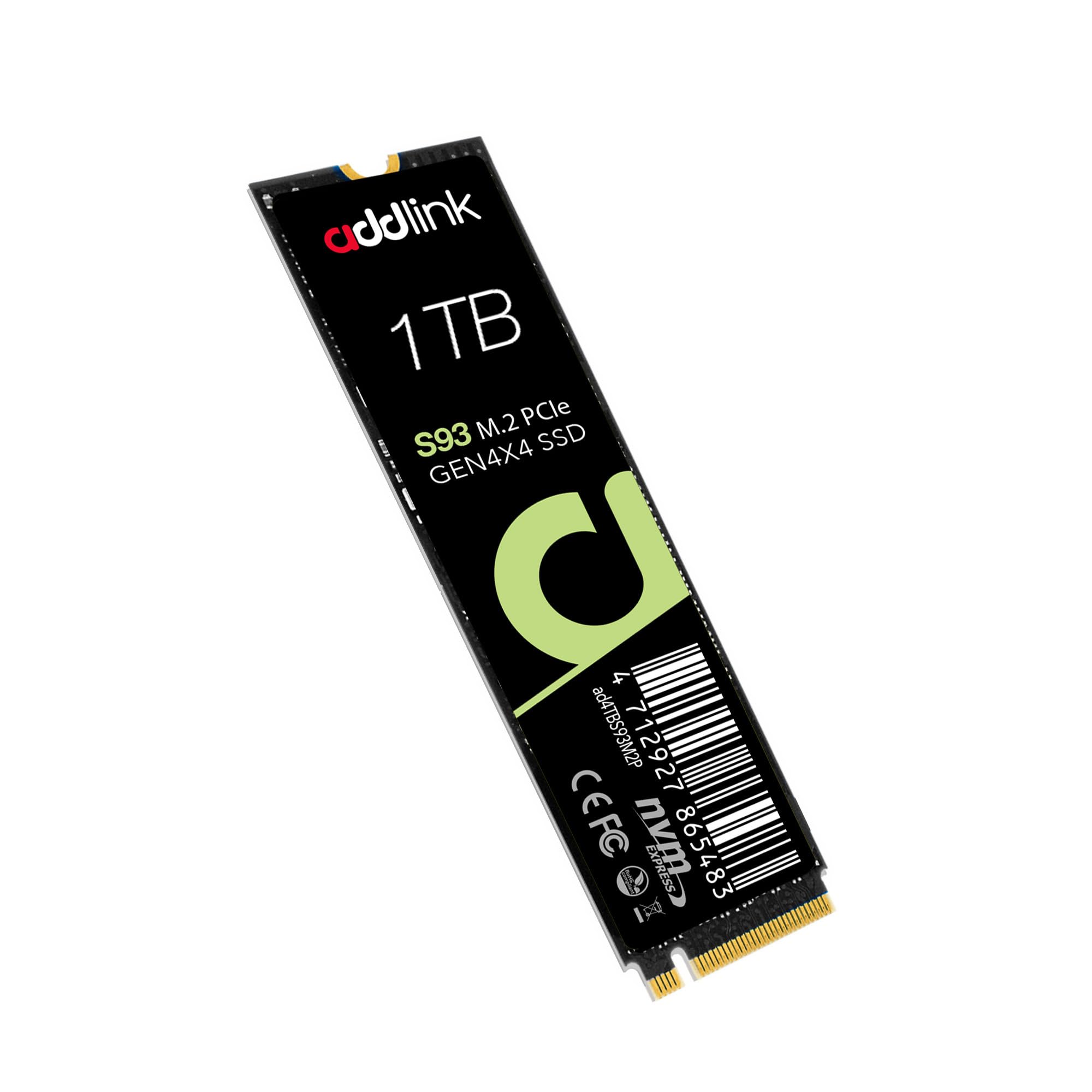 addlink S93 1TB PCIe 4.0 M.2 Gen 4 Memory Expansion SSD, Up to 7200 MB/s, Internal Solid State Drive with HMB Technology, Compatible with Laptop, Rog Ally X, Gaming Consoles and Creators