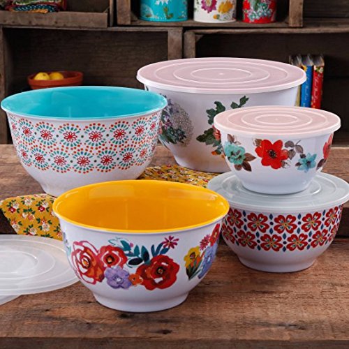 The Pioneer Woman Traveling Vines Nesting Mixing Bowl Set, 10-Piece (10-Piece, Country Garden) - Thumbnail 4