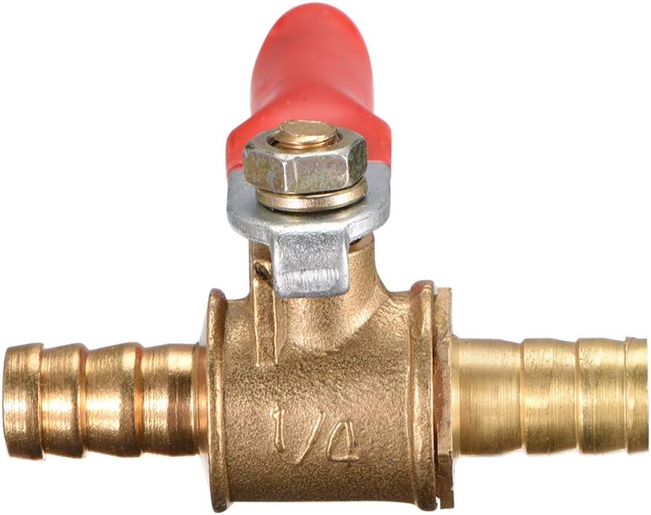 sourcing map Ball Valve Shut-Off Valve, 8mm Hose Barb to 8mm Hose Barb, for Air Gas Water Fuel 180 Degree Operation Handle - Image 4