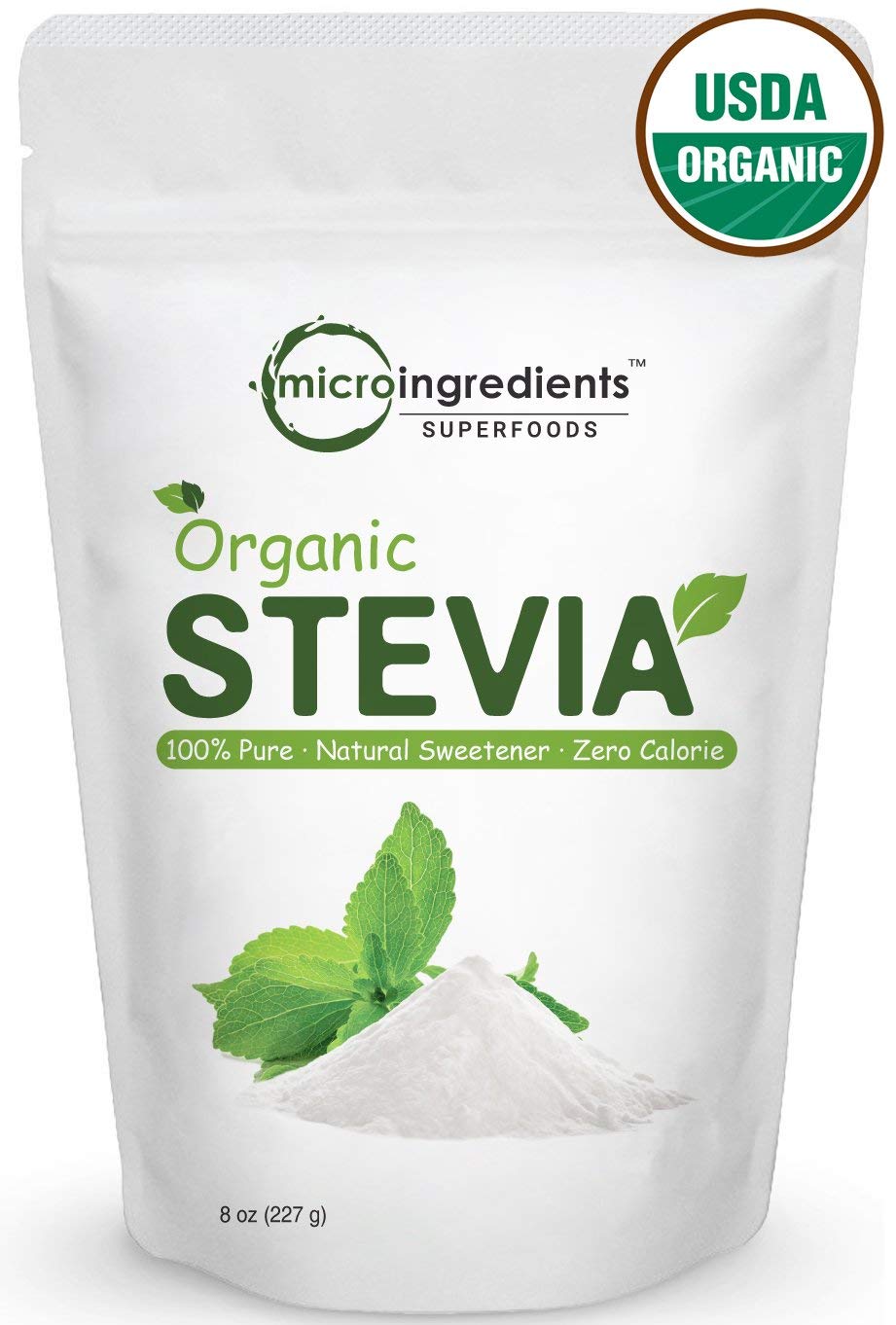 Pure Organic Stevia Powder, 8 Ounces, 1418 Serving, 0 Calorie, Natural