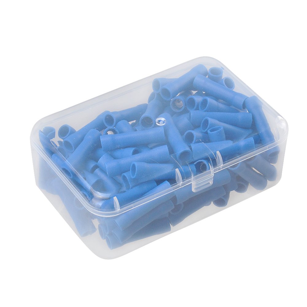 HUICAO 16-14 Gauge Butt Splice Connectors, 100 Pcs Vinyl Insulated Butt Splice Wire Crimp Connectors