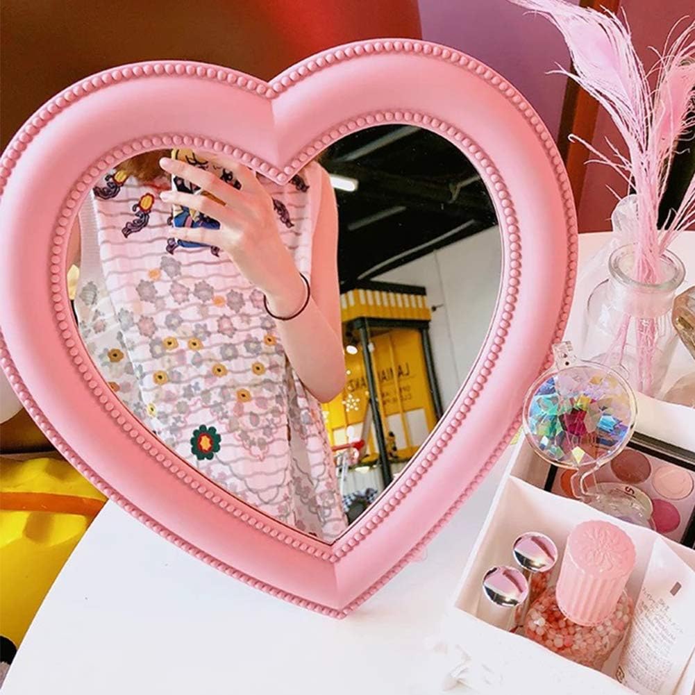 Amazon Yisily ハート 鏡 かわいい ハートミラー 壁掛け 卓上 ミラー おしゃれ ハート鏡 女の子 メイクスタンド ミラー ピンク ミラー 鏡 オンライン通販