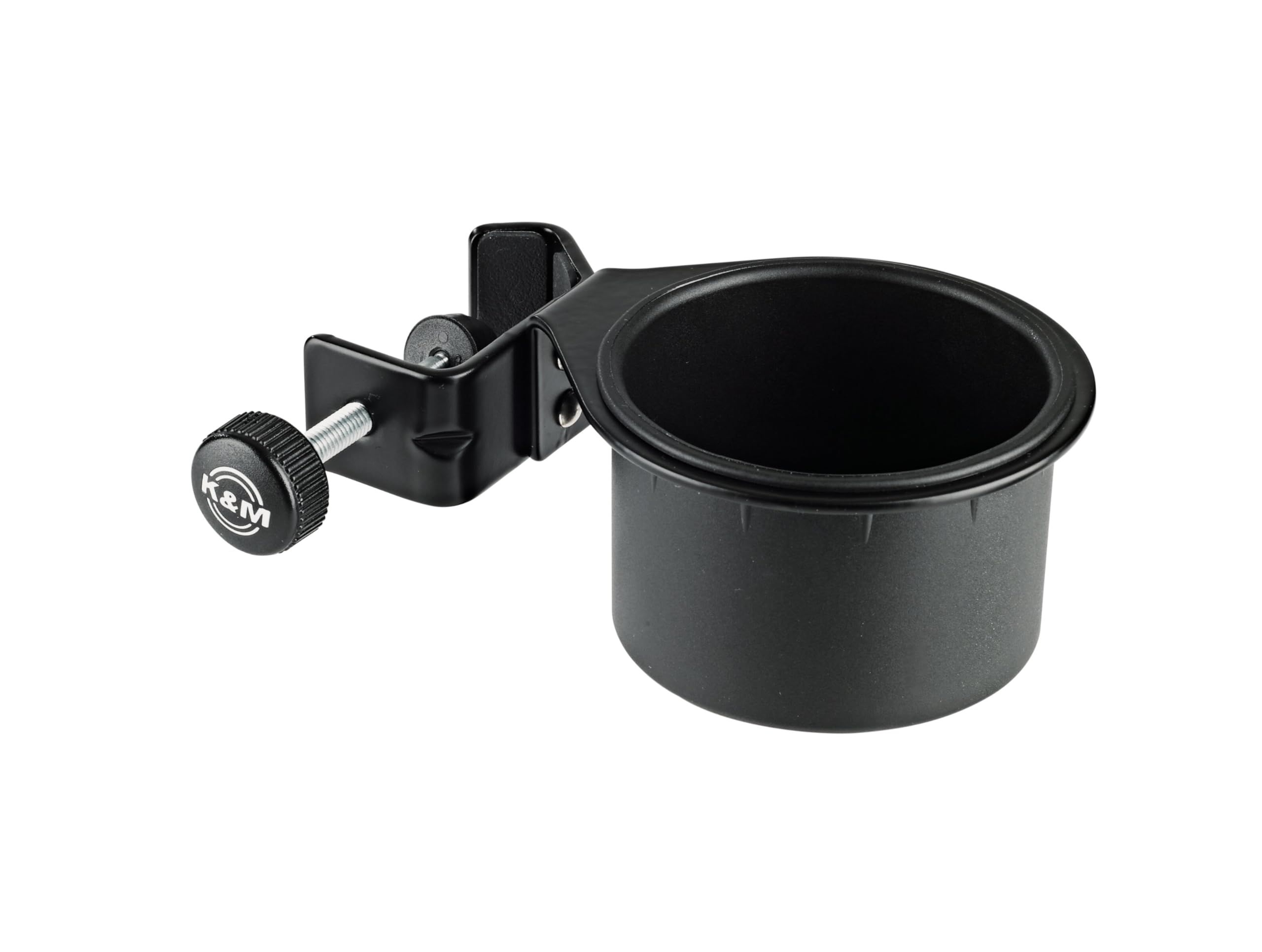 K&M 16024 Can Holder Black – Shelf for Cups and Cans, Screw-On up to Diameter 3 cm, Flexible and Practical