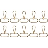 uxcell 10Pcs Swivel Clasps, 1.25 Inch Oval Ring Lobster Clasp Claw Metal Push Gate Snap Hook for Purse Making Keychain Belt Strap, Gold