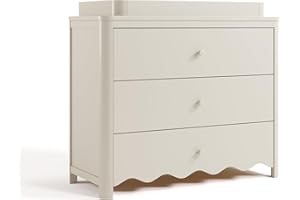 Storkcraft Casablanca 3 Drawer Chest with Removable Changing Topper (Frosted Oat) – GREENGUARD Gold Certified Wood Dresser for Baby & Kids, Interlocking Drawer System for Safety