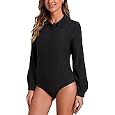 Allegra K Women's Peter Pan Collar Shirt Long Sleeve Business Work Tops Button Up Bodysuit