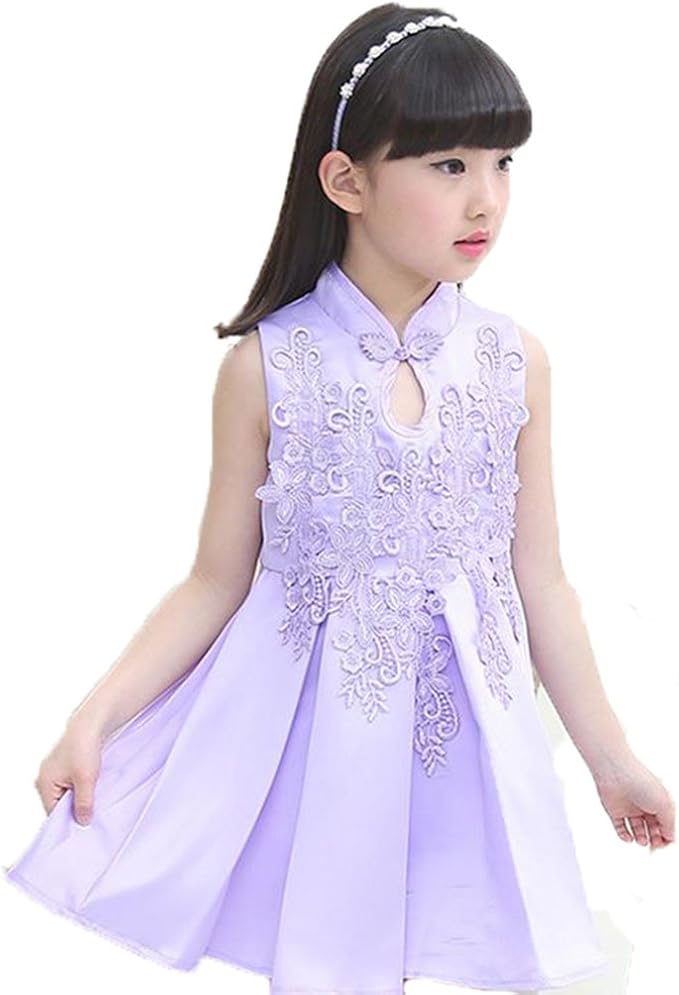 Amazon Meng Fan ガールズ ノースリーブワンピース 刺繍チャイナドレス 民族風情 スカート 通気 子供ワンピース 夏 プリンセススカート 女の子 スカート 無地 演奏会 発表会 フォーマル 通販