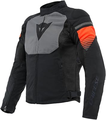 - Air Fast Tex Jacket, Sommer Motorradjacke, Quickdry Gewebe, Weiche Schulter Und Ellbogenprotektoren, Motorradjacke Für Herren, Schwarz/Grau/Fluo Rot, 44