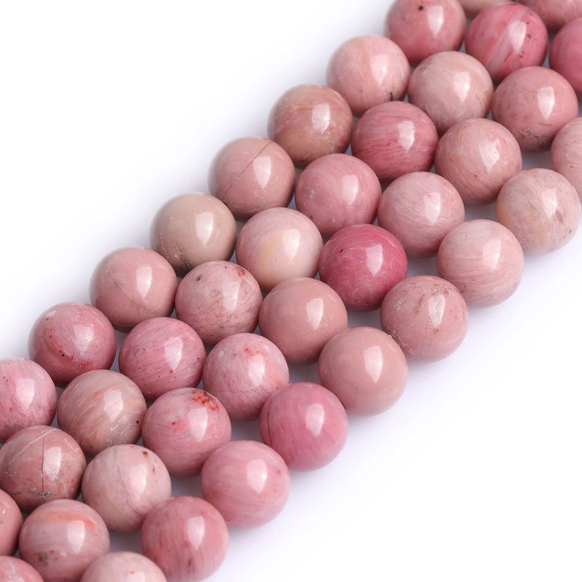 Gem-Inside Natural 8mm Rhodonite Stone 47pcs Round Beads for Jewellery Making Strand 15" Beaded Semi Precious Gemstone DIY Handmade Craft Supplies