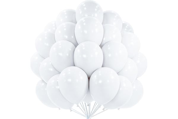 PartyWoo White Balloons 50 pcs 12 Inch Latex Helium White Cream Balloons for Wedding Baby Shower Birthday Bridal Shower Gradu