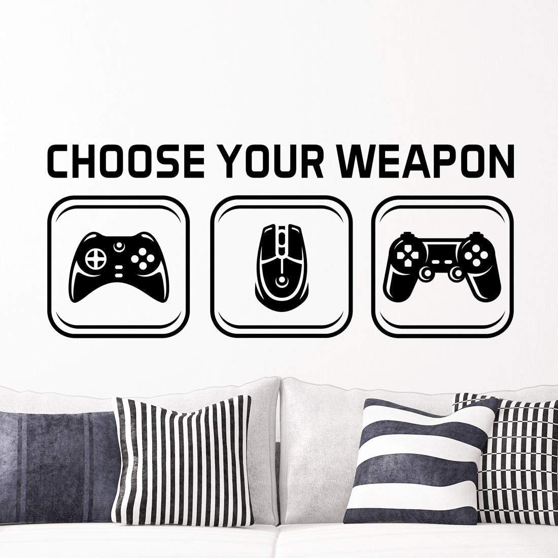 Choose Your Weapon Play Children Room Wall Sticker Mural Vinyl Decal Nursery Kids Gamers Art Teenager Video Game Mural Kids Gaming Living Room Gaming Posters Gamer Bedroom Accessories Teen Boys Decor