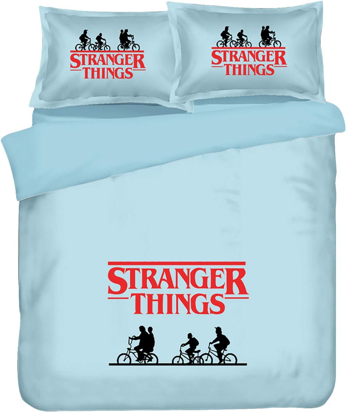 Stranger Things Bedding, Men Women Stranger Things Inspire Design 3D Printed Soft Duvet Cover Set Unisex Boys Girls 3PCS Bedding Sets Include 1 Duvet Cover, 2 Pillowcases (E,QUEEN(228*228cm)-3pc)