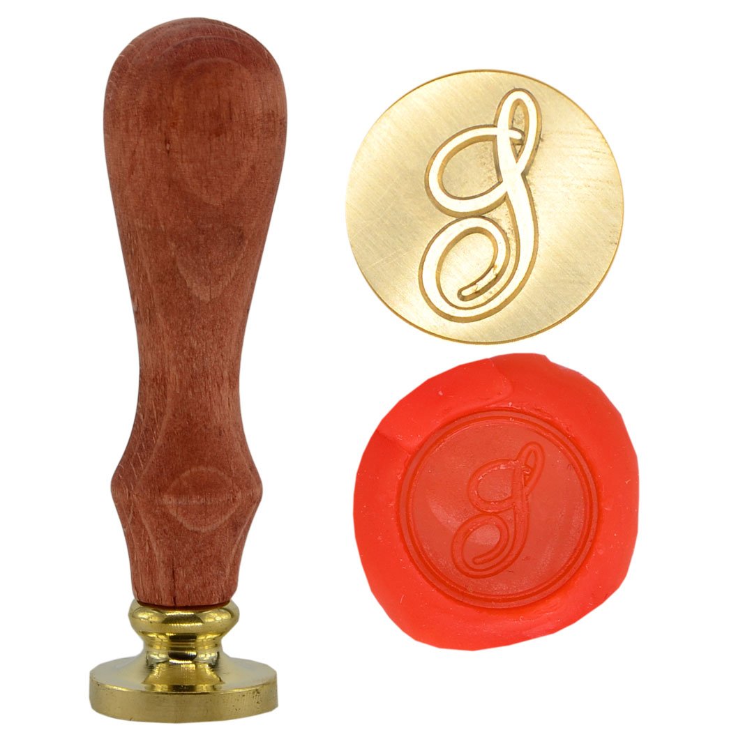 Syaya GZ4 Retro 26 Letters A-Z Alphabet Wax Seal Stamp with Brass Dots and Wooden Handle