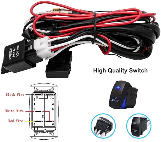 Fog Light Wiring Kit - 12V/24V Universal Car LED Driving Work Lights