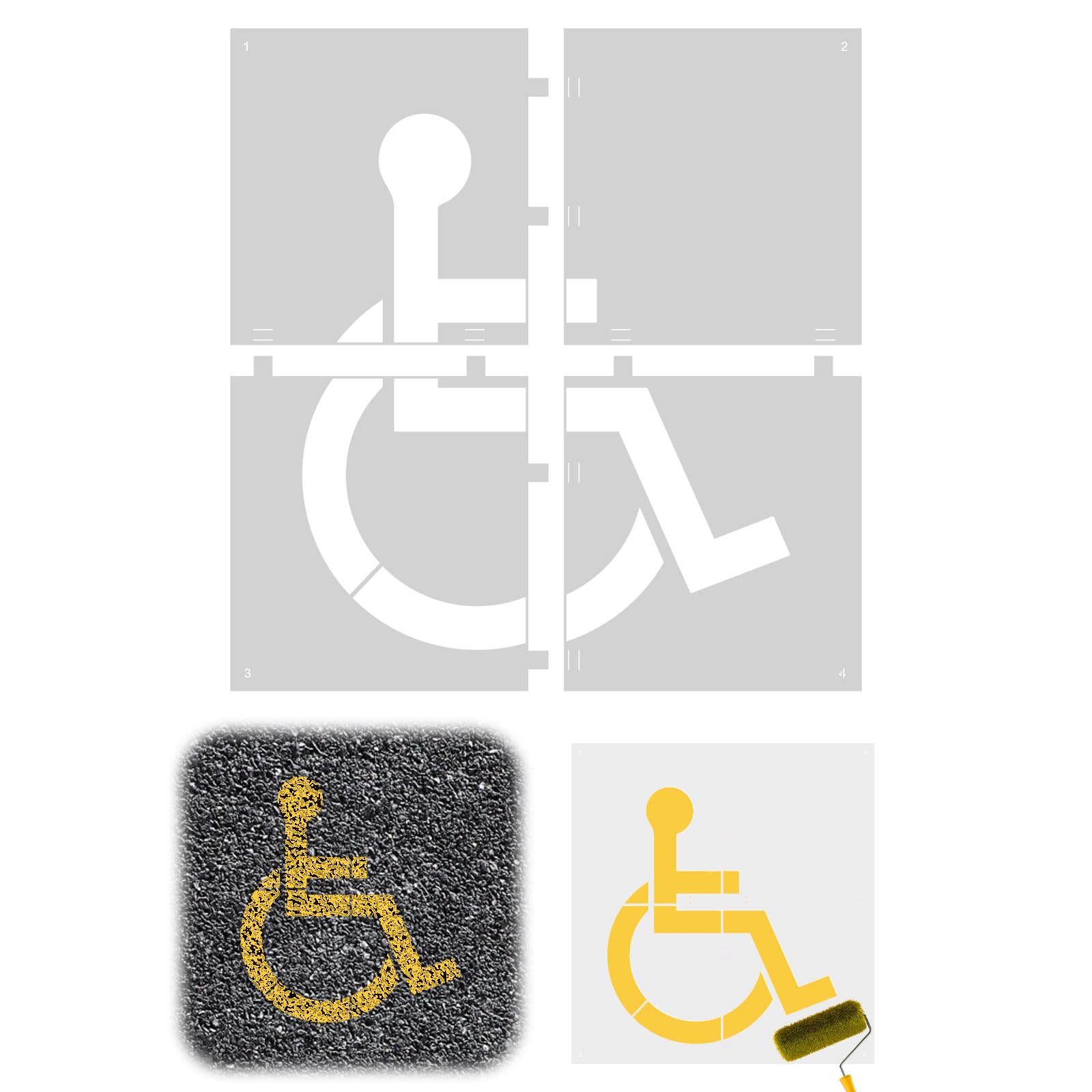 Diegimr Handicap Stencil for Parking Lot, ADA Handicap Icon, Large Reusable, Premium PET Material