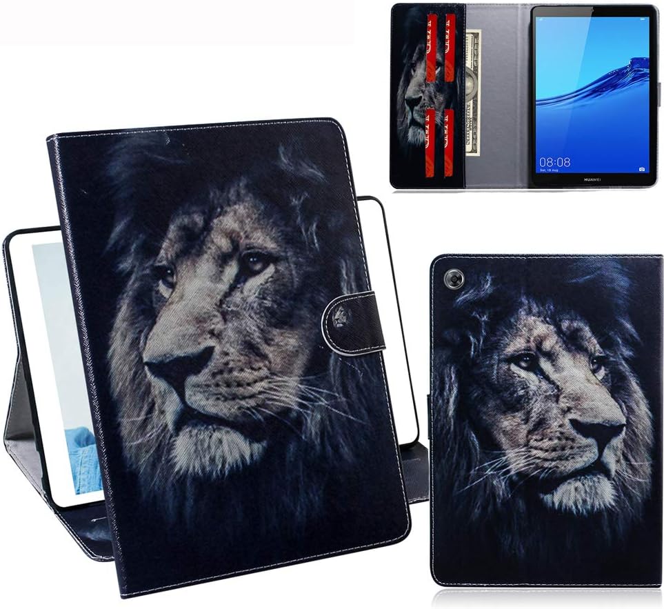 DodoBuy Huawei MediaPad M5 Lite 8" Case PU Leather with Soft TPU Back Cover Wallet Stand Credit Card Slots Cash Holder Magnetic Clasp for Huawei MediaPad M5 Lite 8" - Lion