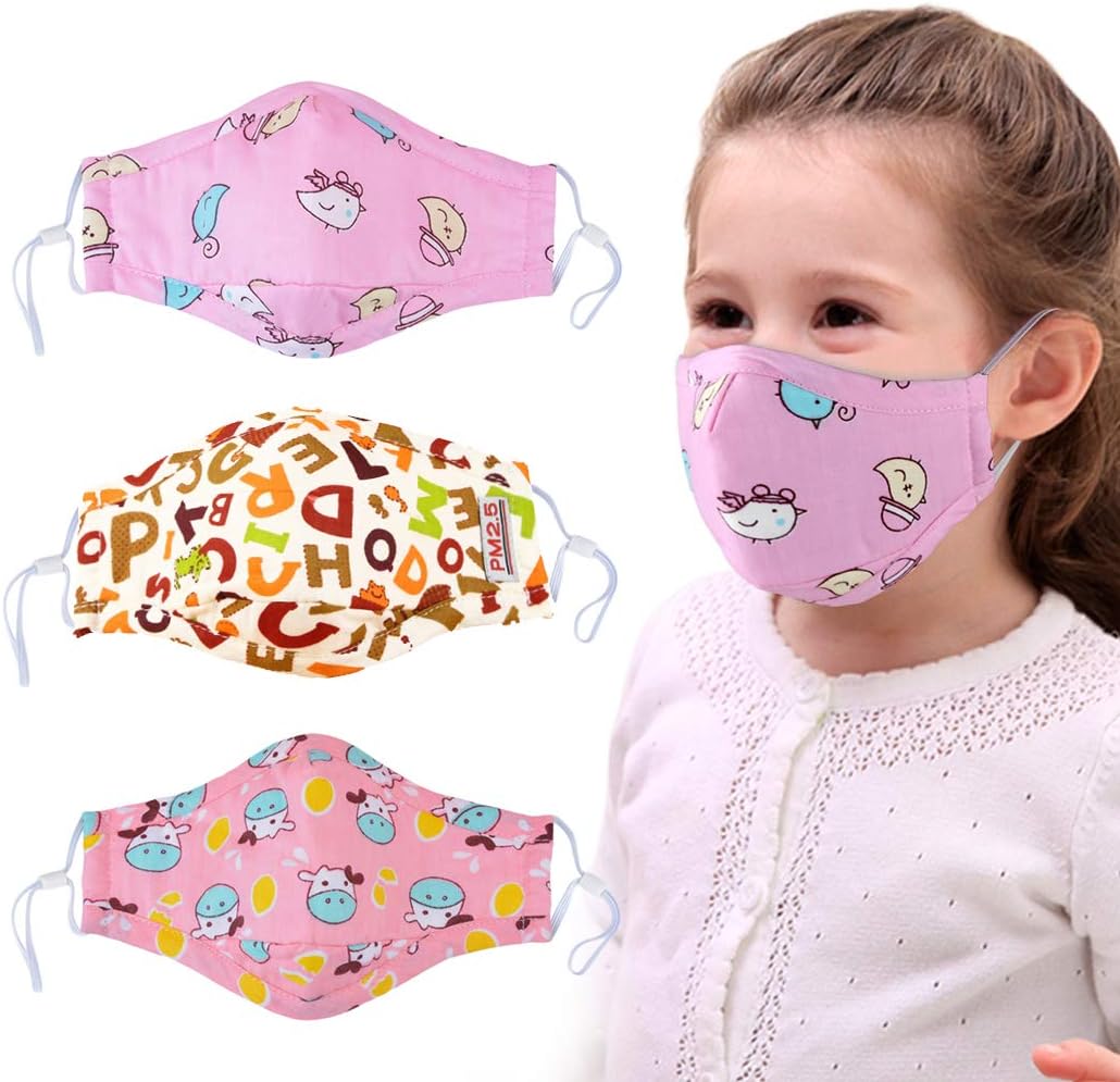 Fanspack 3PCS Mouth Covers Anti Dust Cartoon Cotton Mouth Cover Face Mouth Covers for Kids