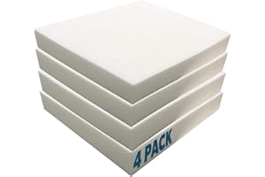 Foamma 4-Pack 2" x 20" x 20" High-Density Upholstery Foam Padding - Couch Cushion Replacement, Chair Foam, Square Padding for Seats