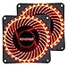 uphere 120mm red LED Silent Fan for Computer Cases, CPU Coolers, and Radiators Ultra Quiet High Airflow Computer Case Fan, Twin Pack