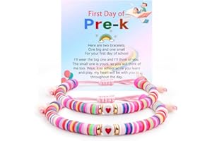YUZHEJIE First Day of Kindergarten Pre-K Bracelet Mother Daughter Matching Bracelets Back to School Clay Beads Bracelets Jewelry Gifts