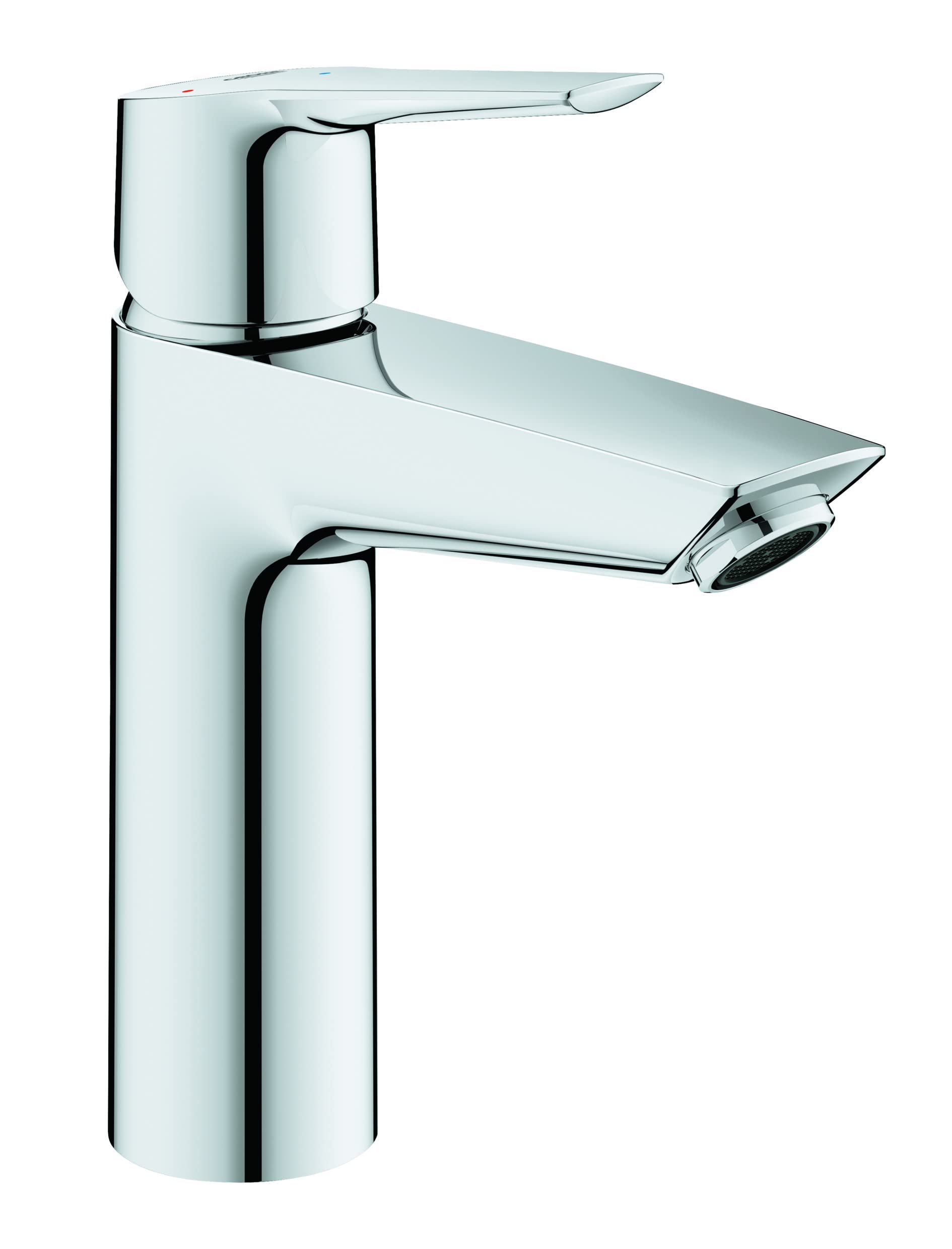 GROHE QUICKFIX Start - Smooth Body Metal Lever Basin Mixer Tap with Push-Open Pop-Up Waste Set (28mm Ceramic Cartridge, Water & Energy Saving, Quick Tool, Tails 3/8 Inch), Size 192mm, Chrome, 23746002