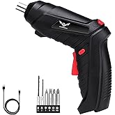 8 in 1 Electric Screwdriver, 3.6V Cordless Drill Screwdriver Rechargeable, 3.5N·m Max Torque Electric Screw Gun with 6 Access
