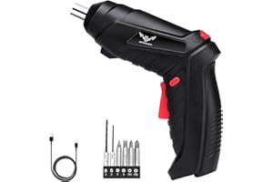 JENABOM 8 in 1 Electric Screwdriver, 3.6V Cordless Drill Screwdriver Rechargeable, 3.5N·m Max Torque Electric Screw Gun with 6 Accessory Kit, Micro USB, Front LED Light, Easy for Small Home Projects