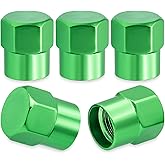 MEAJOO 5PCS Car Tire Valve Stem Caps, Aluminum Alloy Dustproof Wheel Valve Covers Accessories, with Rubber O-Ring, Universal for Cars, SUVs, Bike, Bicycles,Trucks and Motorcycles (Green)