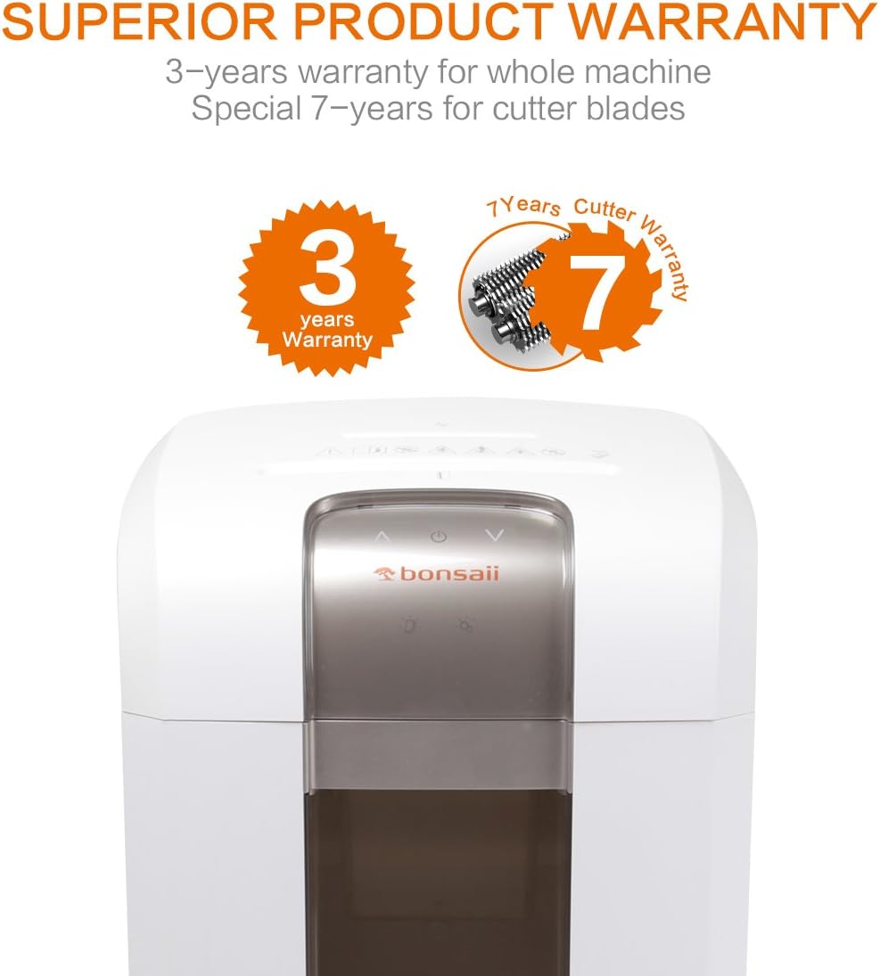 Bonsaii EverShred Pro 3S30 Heavy Duty 18-Sheet Cross-Cut Paper/CD/Credit Card Shredder, 240 Minutes Running Time, 58 dB Low Operation Noise, 7.9 Gallons Pullout Wastebasket with 4 Casters, White : Office Products