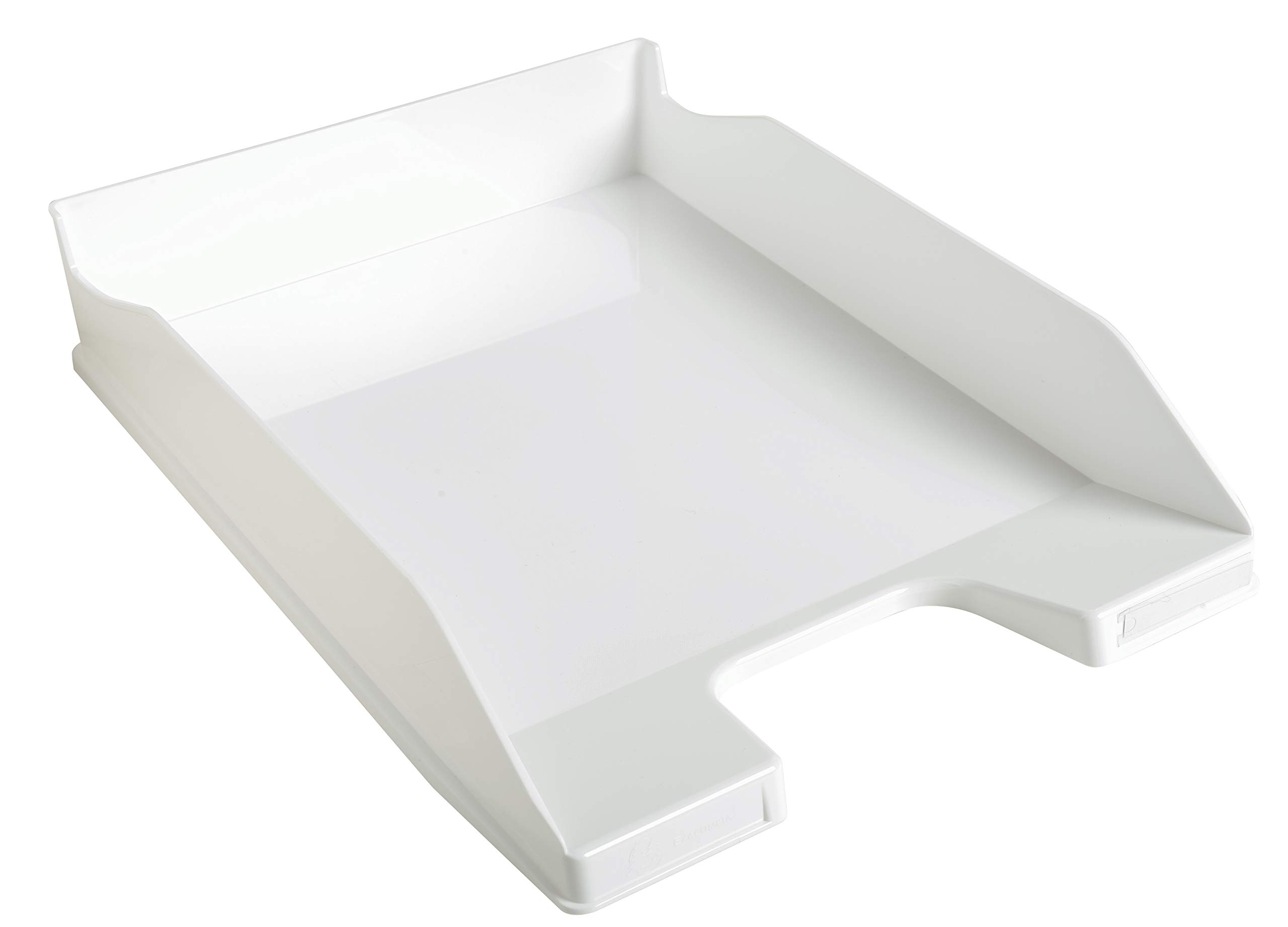 Exacompta - Ref 113213D - Office Letter Tray Combo Midi - 347 x 255 x 65mm in Size, Suitable for A4 Documents, Stackable with Others, Holds Approx. 500 Sheets - White Glossy — image 1