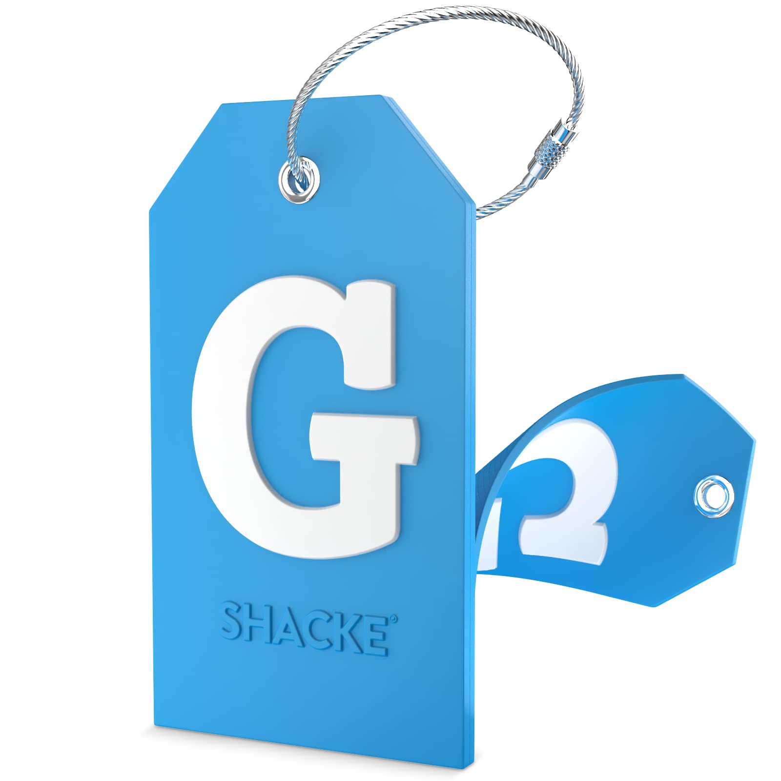 Initial Luggage Tag with Full Privacy Cover and Stainless Steel Loop (Aqua Teal) (G)
