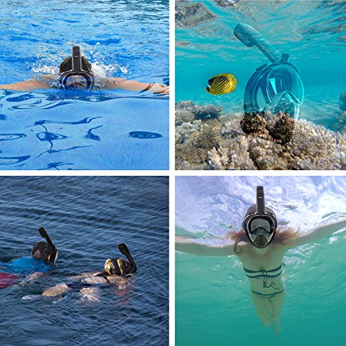 WAMTHUS Snorkel Mask Full Face Easybreath The Seaview 180 Degree Snorkeling Mask for GoPro/Free Easy Breath Anti-Leak & Anti Fog Scuba Diving Mask for Adults Youth Kids L/XL