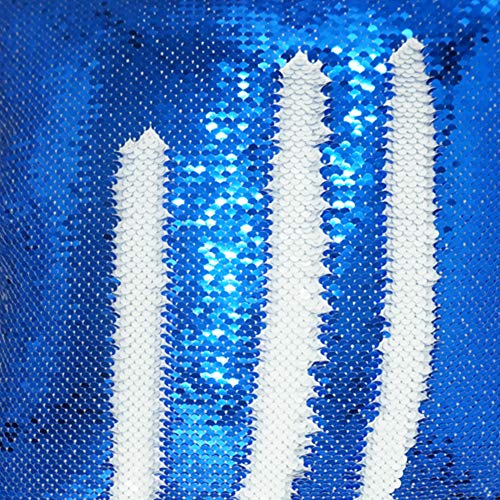 URSKYTOUS Reversible Sequin Pillow Case Decorative Mermaid Pillow Cover Color Changing Cushion Throw Pillowcase 16" x 16",White and Dark Blue - Thumbnail 6