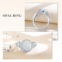 AGRULE Opal Engagement Ring for Wedding Sterling