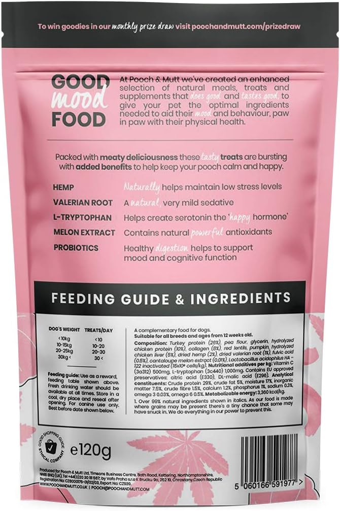 Pooch & Mutt, Calming Meaty Treats, Dog Treats Grain Free, for Calming Hyperactive or Anxious Dogs Turkey & Hemp - Image 5