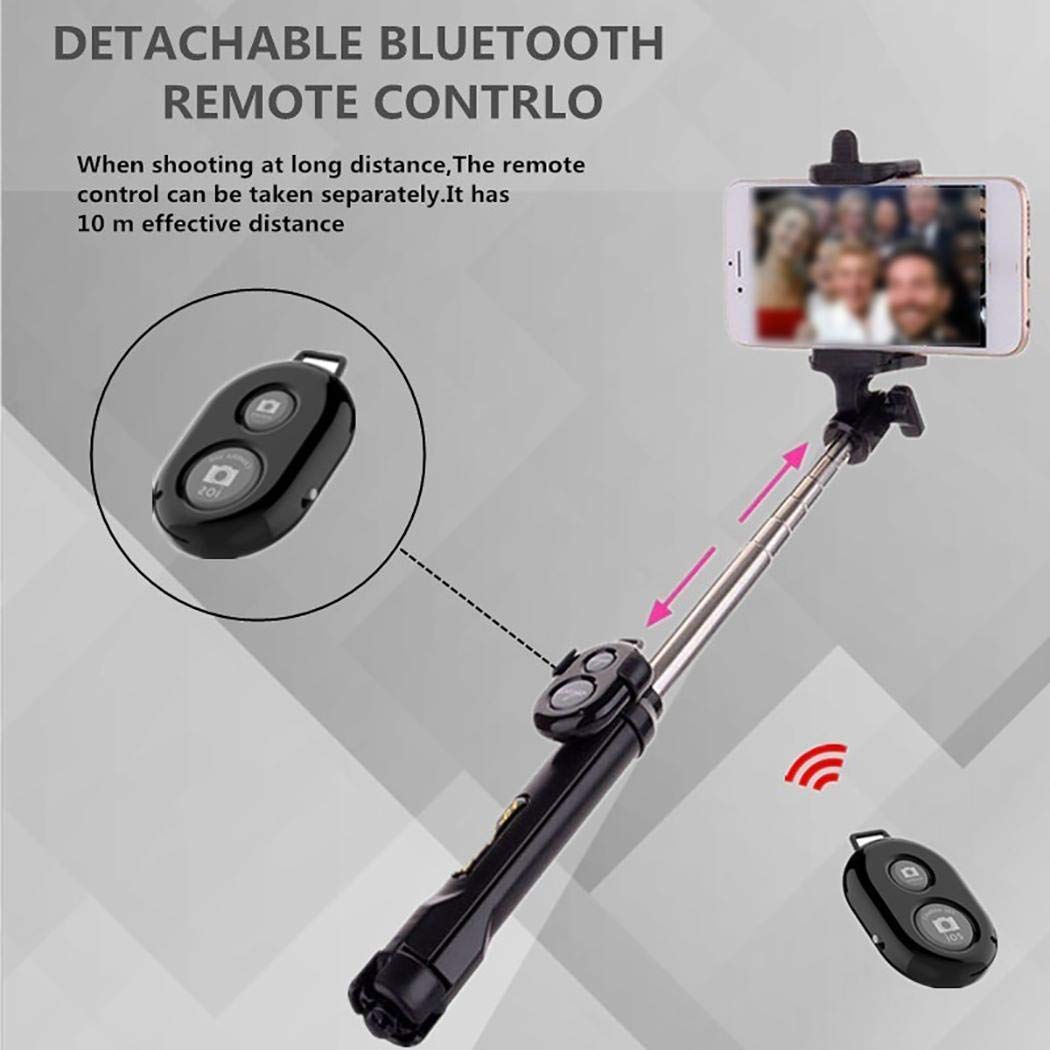 Kirken Wireless Bluetooth Selfie Stick Handheld Foldable Mini Tripod Clip Holder Tripod