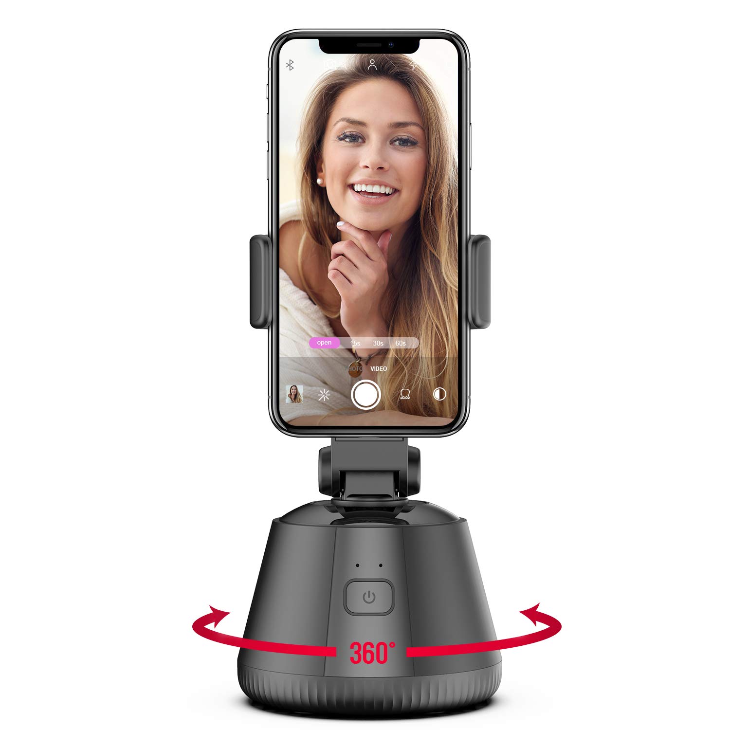 Futheda Smartphones Gimbal Stabilizer, 360° Rotation Smart Tracking Holder, Face Object Shooting Selfie Stick Mount for Tripod, Suit for Photographing Vlog Videos Shooting (Black)