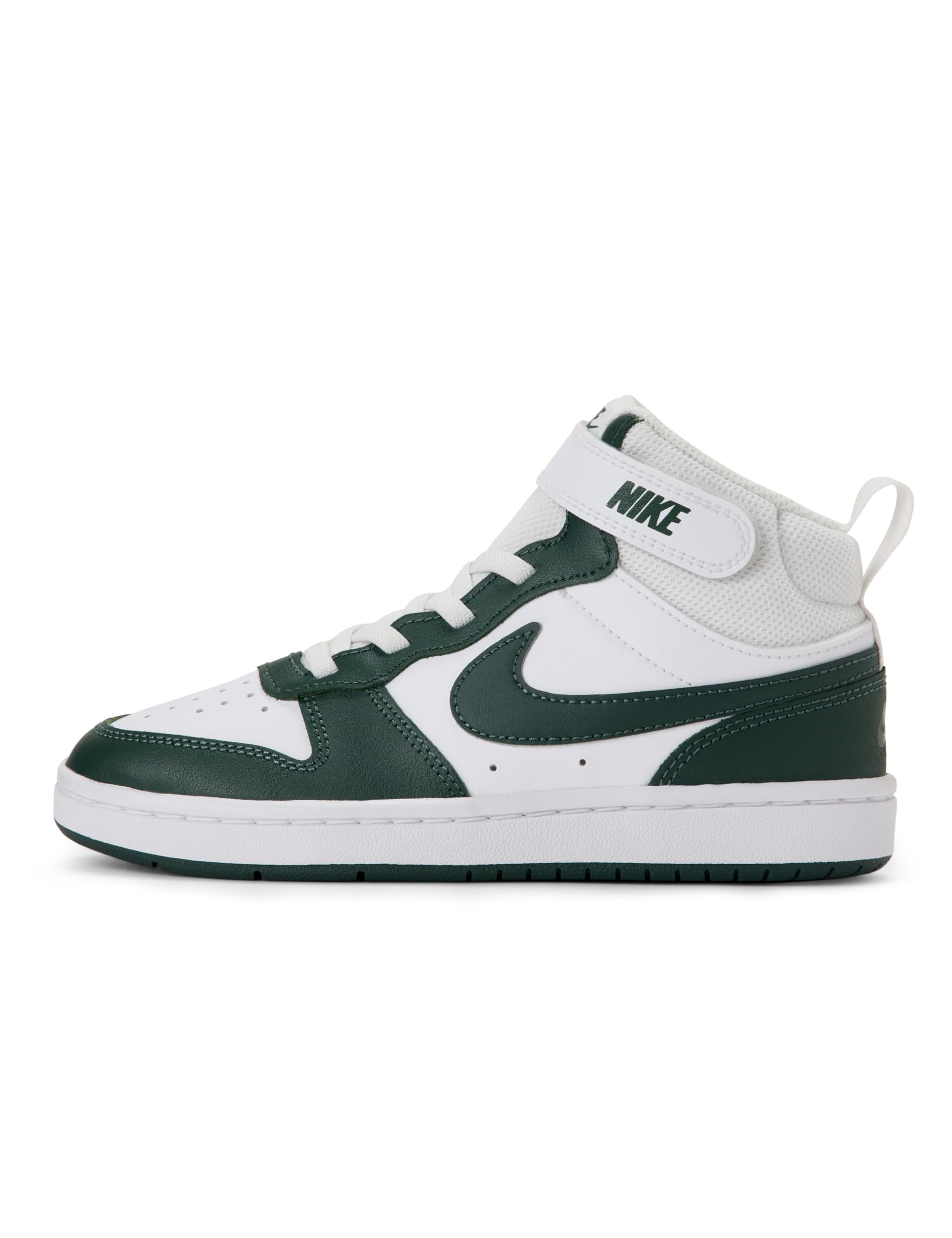 Nike Little Kid's Court Borough Mid 2 Shoes, White/Vintage Green, 11C Image