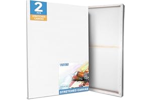 YETEE Stretched Canvas 24x36 Inches 2-Pack, Large Canvas for Painting, Primed Acid Free Cotton Blank Canvas, for Oil Painting Acrylic Paint Pouring