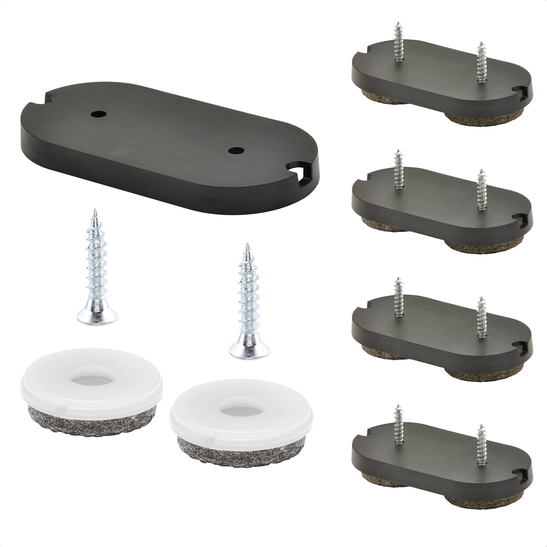 WAGNER QuickClick® Felt glides furniture glides chair glides I 4pcs. set to screw on I 4x base + 8x screw+glide insert replaceable - wool felt ULTRASOFT - 62 x 30 mm - Made in Germany - 15781300