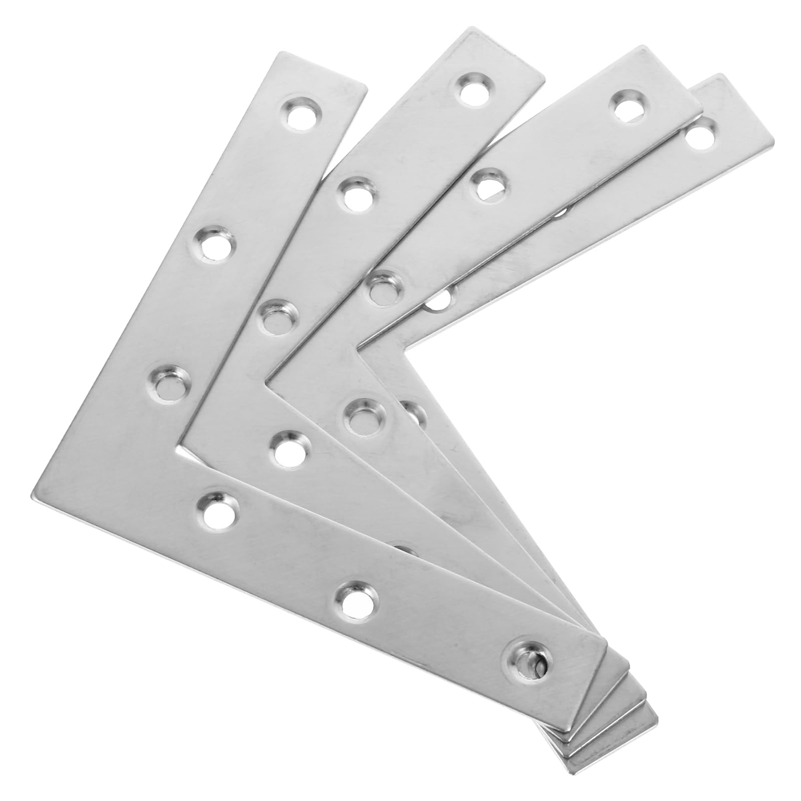 ULTECHNOVO Flat L Shape Repair Mending Plate Joint - 4 Pcs Flat Corner - Stainless Steel Brushed Finished for Furniture Desk Table Shelf Repair, 120mm x 120mm