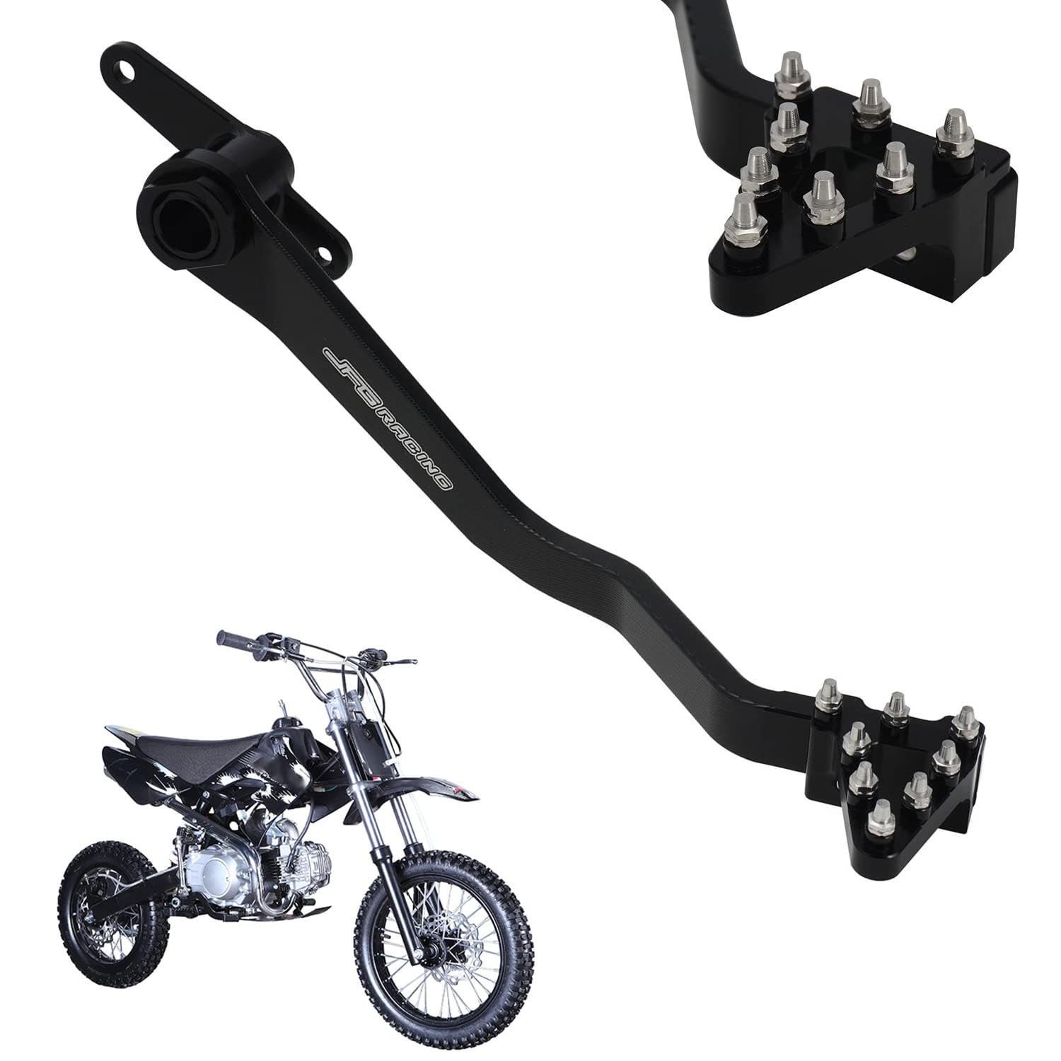 Photo 1 of JFG RACING Motorcycle Folding Rear Brake Pedal Foot Lever CNC Universal for CRF XR RM KX KLX TTR PW SSR Apollo TAO TAO SDG 50cc - 125cc Dirt Pit Bike Black