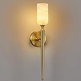 LMQNINE Natural Alabaster Wall Sconce Modern Gold Wall Light Bathroom Sconce Wall Decor Antique Marble Sconces Wall Lighting 