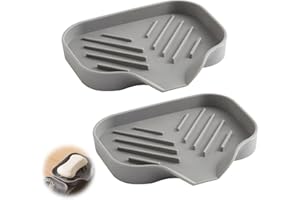 2 Pack Silicone Soap Dish, Self-Draining Soap Holder with Drain Spout, Durable Soap Tray with Drainage, Keeps Soap Dry and Ea