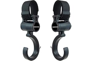 Stroller Hooks, Babyfond 2 Pack of Multifunctional Hooks, 360-degree Rotating Firm Non-Slip Stroller Hook for Buggy, Baby Carrier, Bike Bicycle, Car Headrest