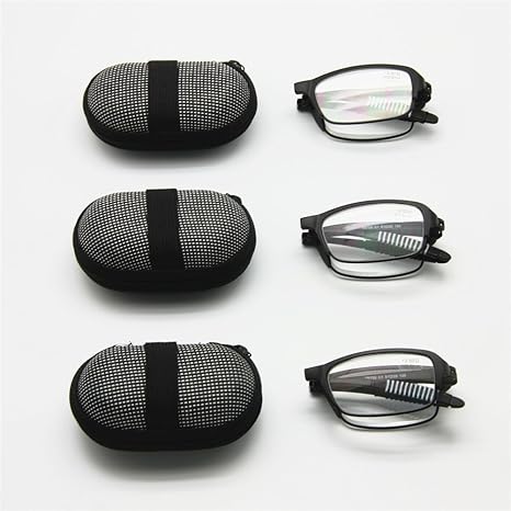 3 Paar Pack Mini Lesebrille zusammenklappbar, mit Etui, 1,0 bis + 3,5 Herren Frauen faltbar Alterssichtigkeit mit Pocket Read