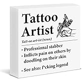 Funny Tattoo Artist Gifts for Women Men, Gifts for Tattooer Tattooist Wood Block Sign Tattoo Shop Decor