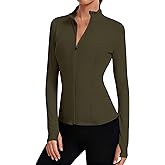 LOMON Women's Athletic Jackets Cropped Long Sleeve Workout Tops Yoga Zip Up Jackets Gym Tops Golf Shirts