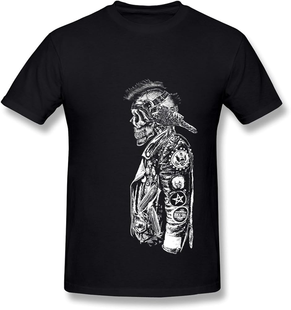 CHUNYAO Crow and Warrior Tshirts for Mens Black